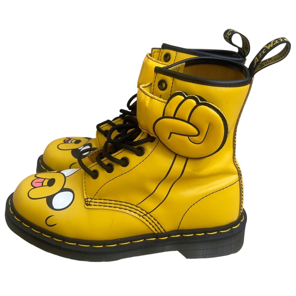 Dr Martens Adventure Time Jake the Dog Yellow Leather Combat Boots Womens 7 men6 - Picture 2 of 15